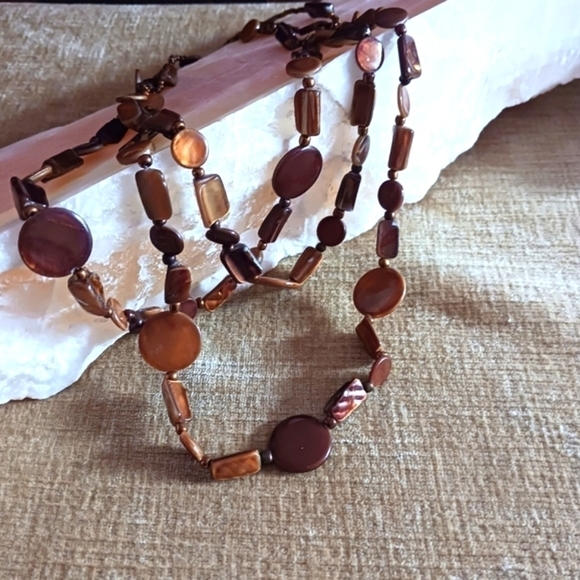 Chunky Brown Multi Strand Necklace - Picture 5 of 7
